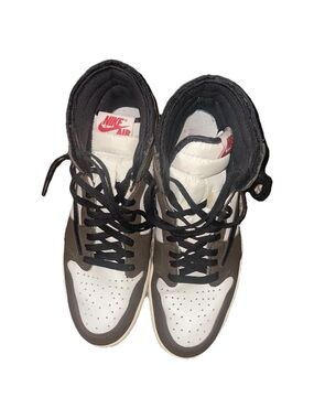 Nike High-Top Sneakers in White and Brown with Black Accents